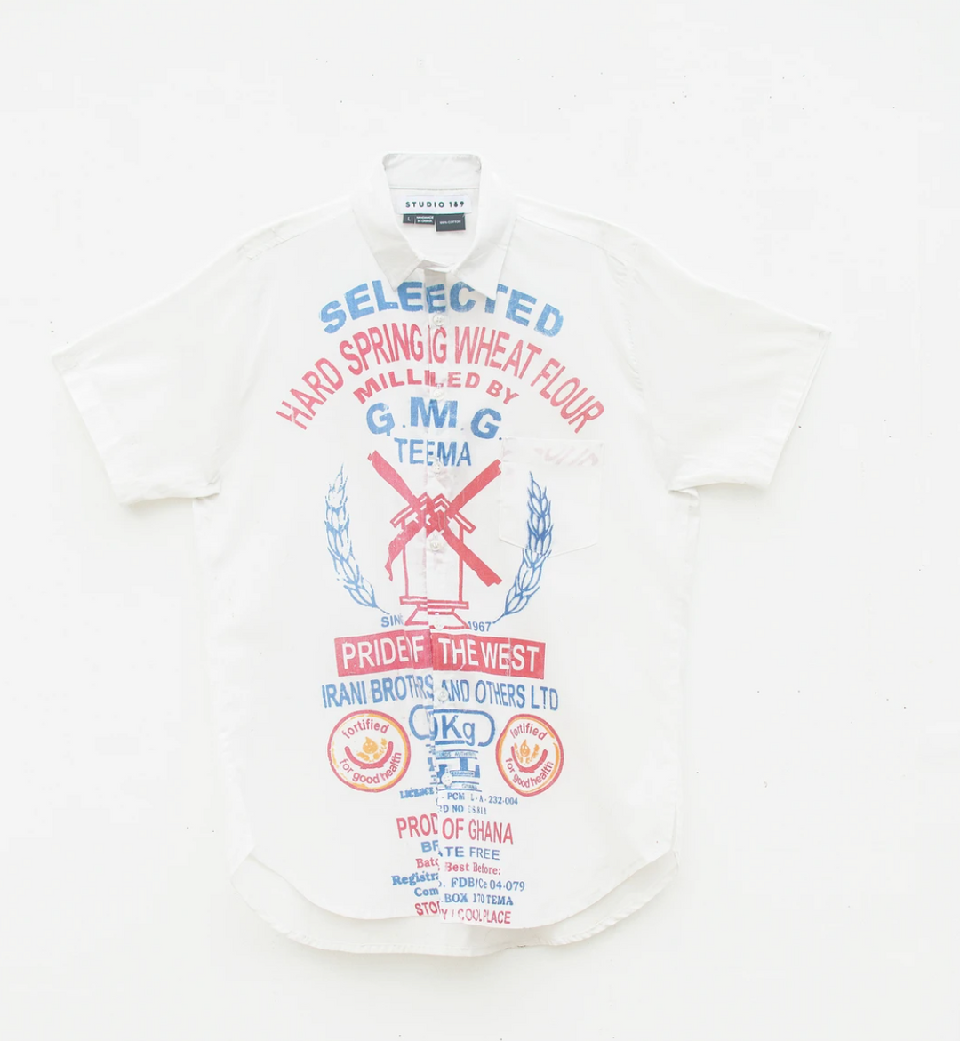 Upcycled Cotton Andy Button Down Short Sleeve Shirt