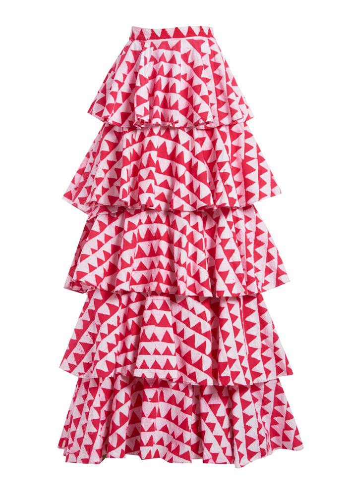 Hand-Batik Tiered Ruffle Long Skirt – Studio One Eighty Nine