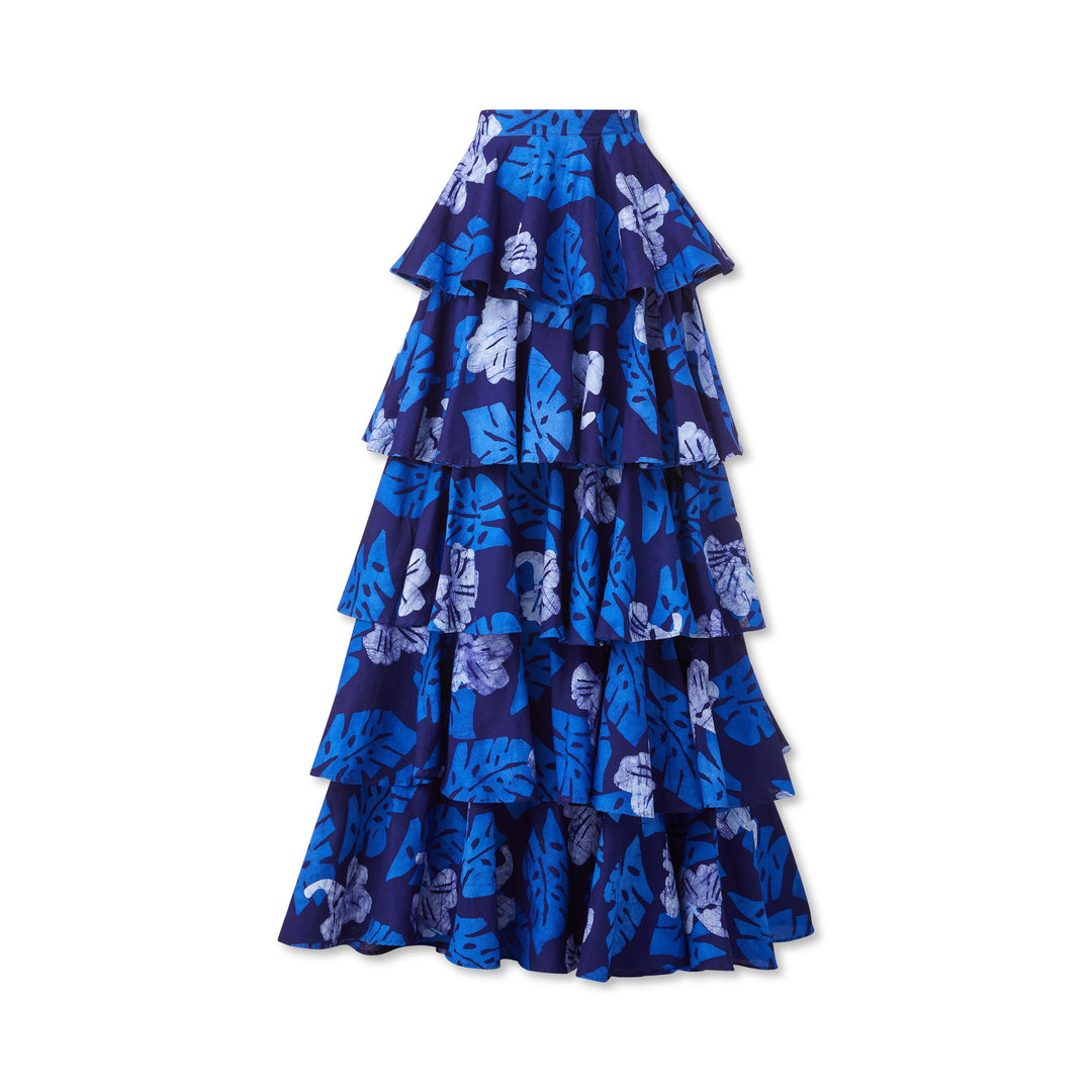 Cotton Tiered Ruffle Long Skirt Print Alicia Skirt