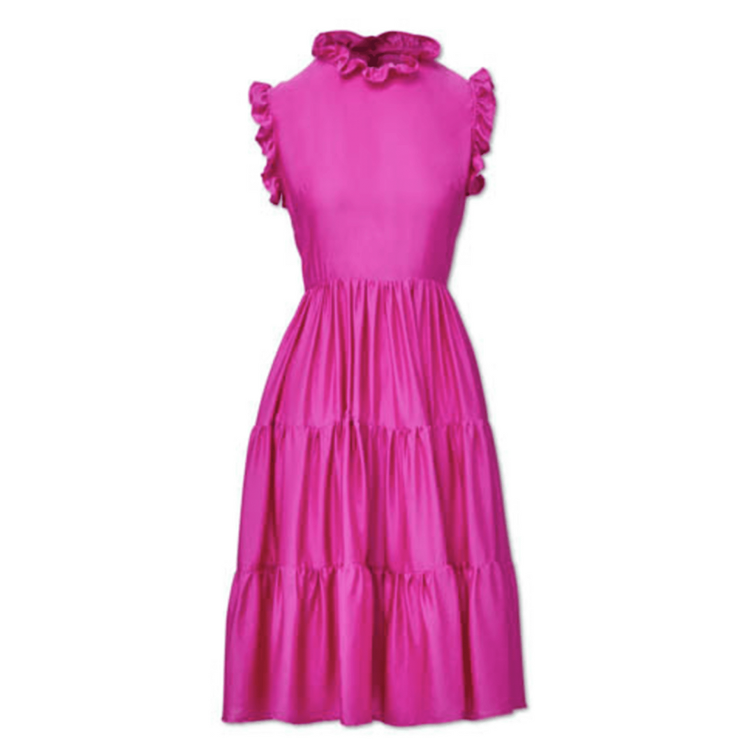 Silk Ruffle Sleeveless Short Dress
