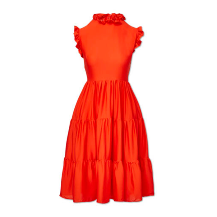 Silk Ruffle Sleeveless Short Dress