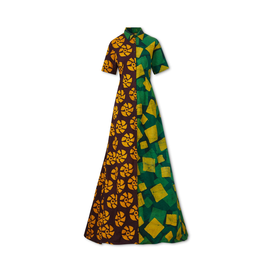 Hand-Batik Mixed Print Cotton Shirt Dress