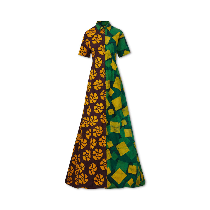 Hand-Batik Mixed Print Cotton Shirt Dress