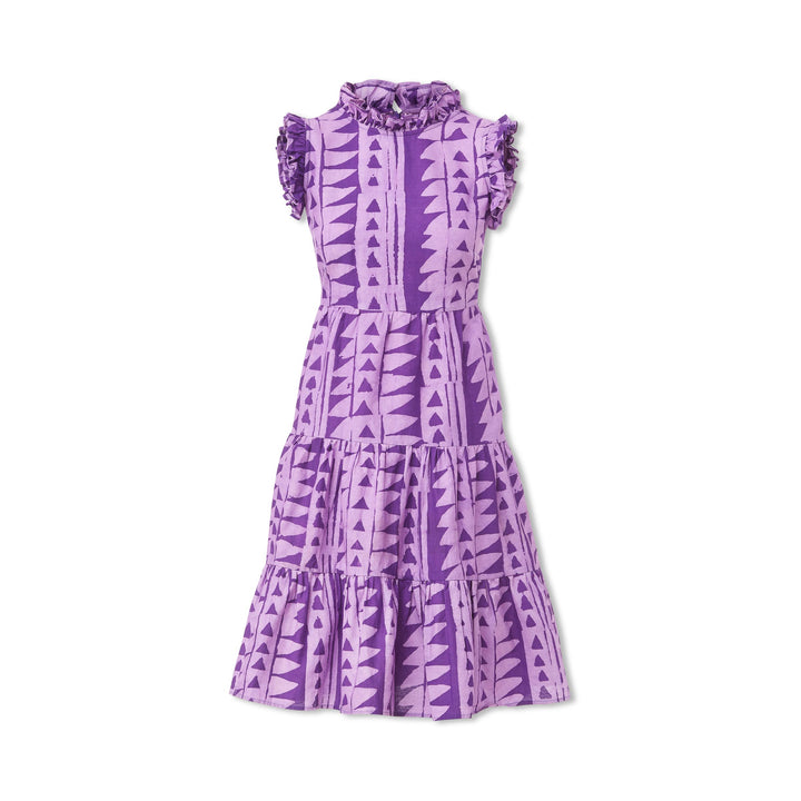 Hand-Batik Cotton Ruffle Sleeveless Dress