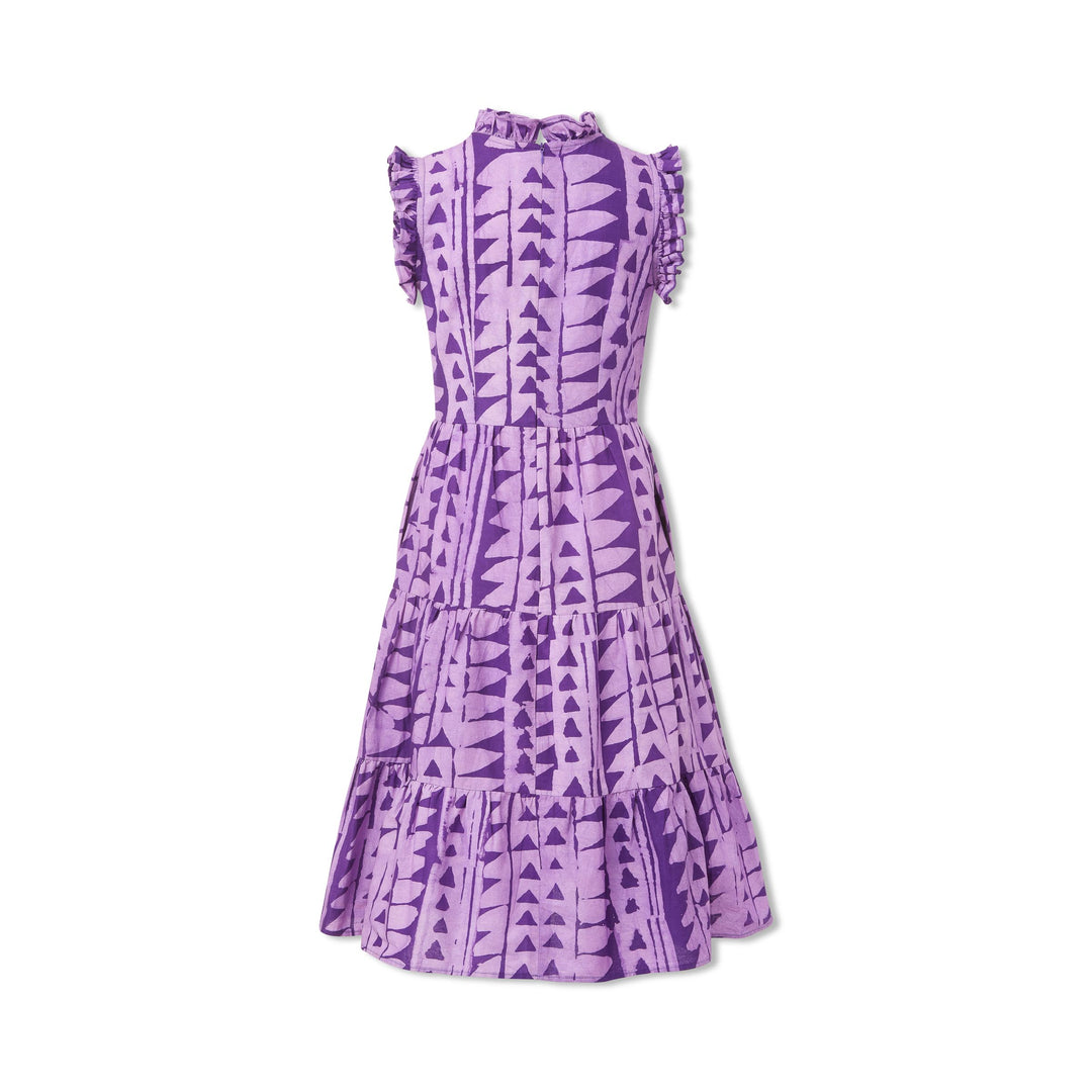 Hand-Batik Cotton Ruffle Sleeveless Dress