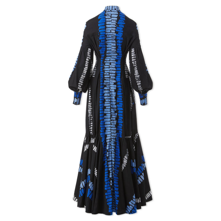 Hand-Batik Cotton Maxi Blouson Sleeve Shirt Dress [Pre-Order]