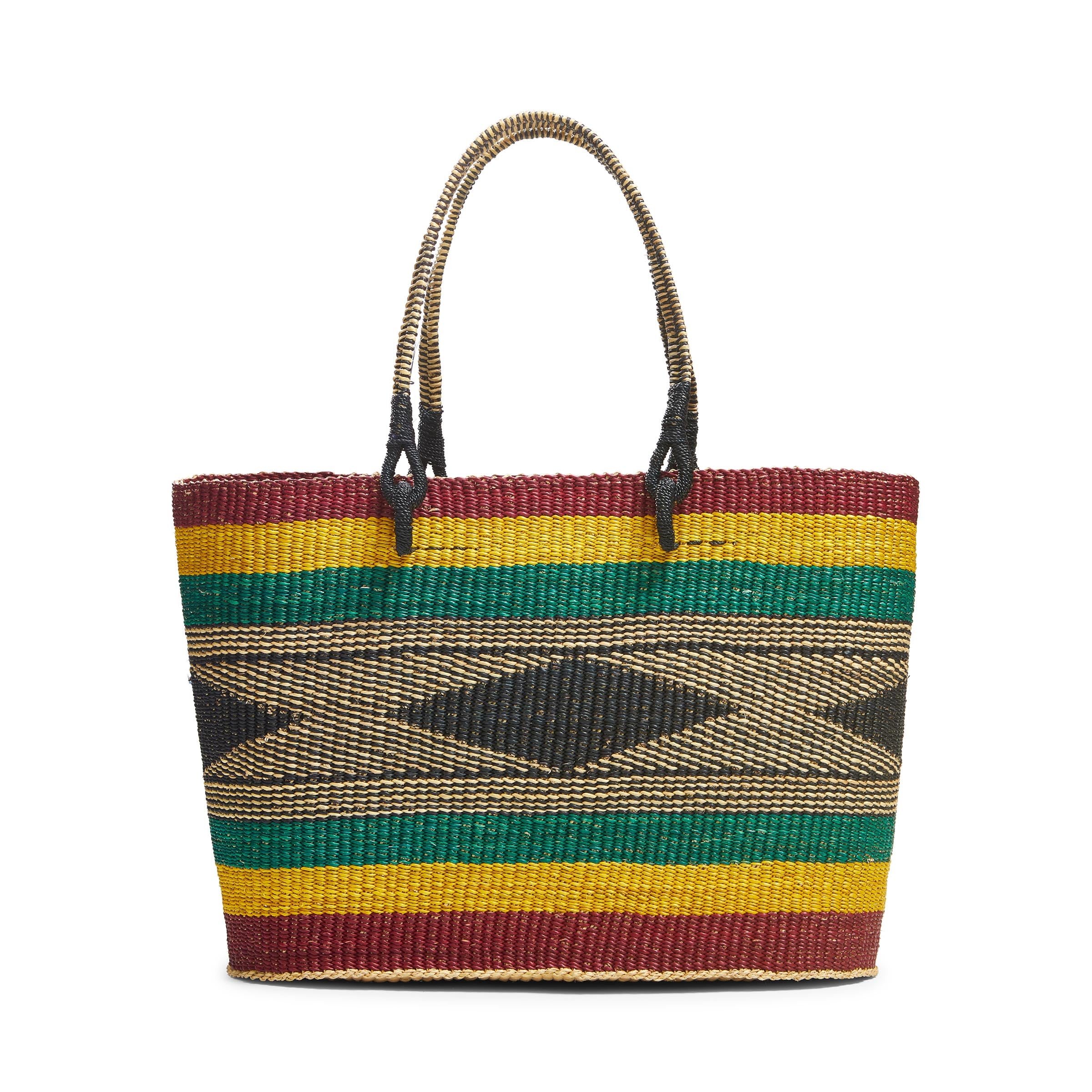 Hand deals woven bag