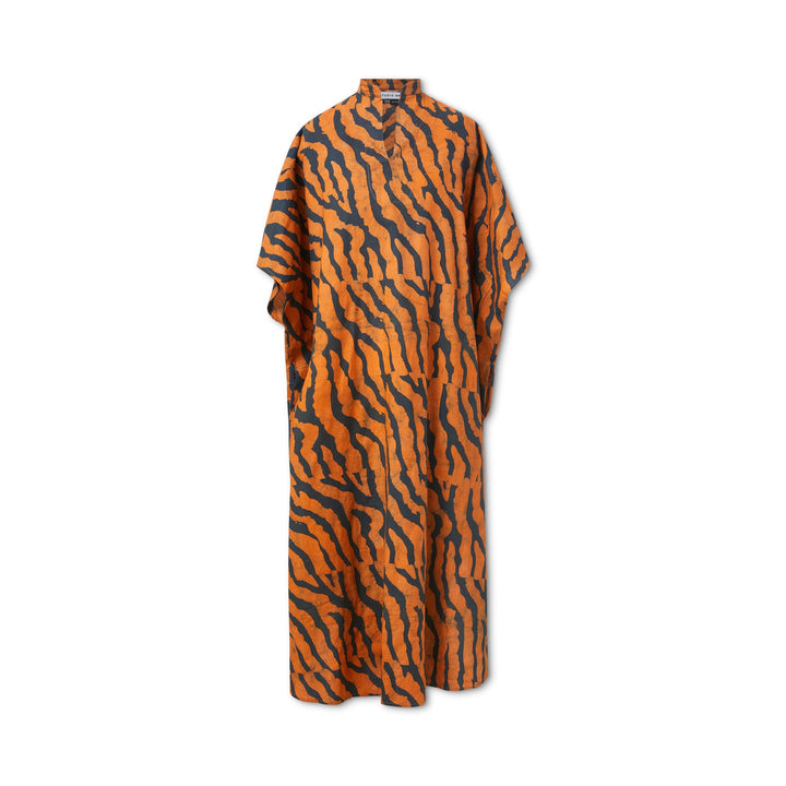 Hand-Batik Cotton Voile Mandarin Collar V-neck Caftan [Pre-Order]