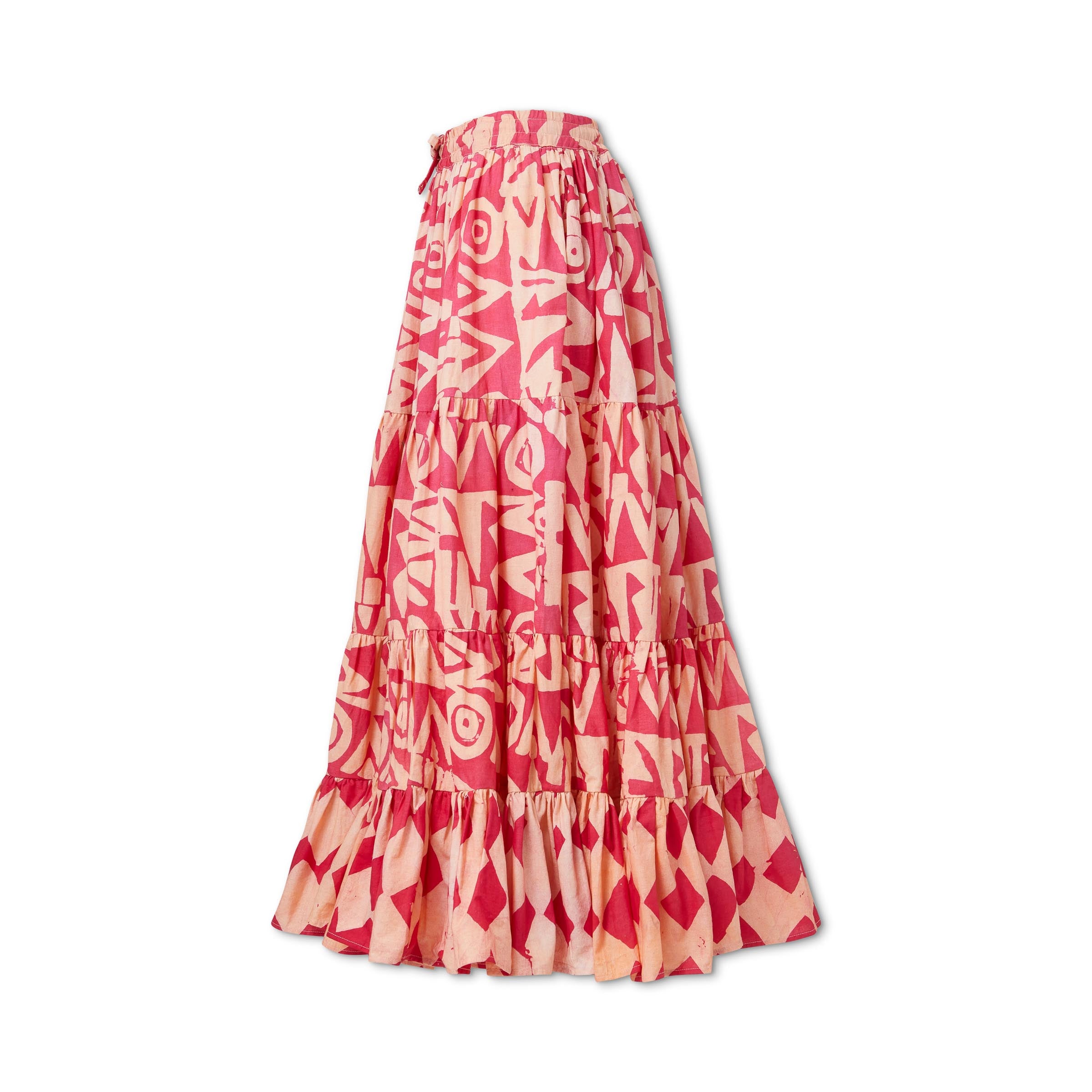 国内で当店のみ PINKSPINK - flame graffiti tiered maxi skirt Shop the Suenito Tiered Frill Maxi Skirt Floral Pink